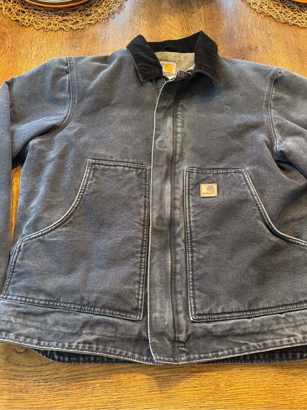 Vintage Carhartt J164 PTL Black Jean Jacket with Corduroy Collar - Picture 2 of 9